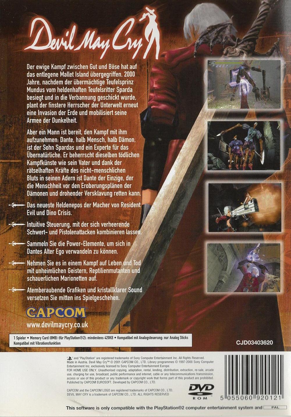 Devil May Cry - PlayStation 2 Rückseite