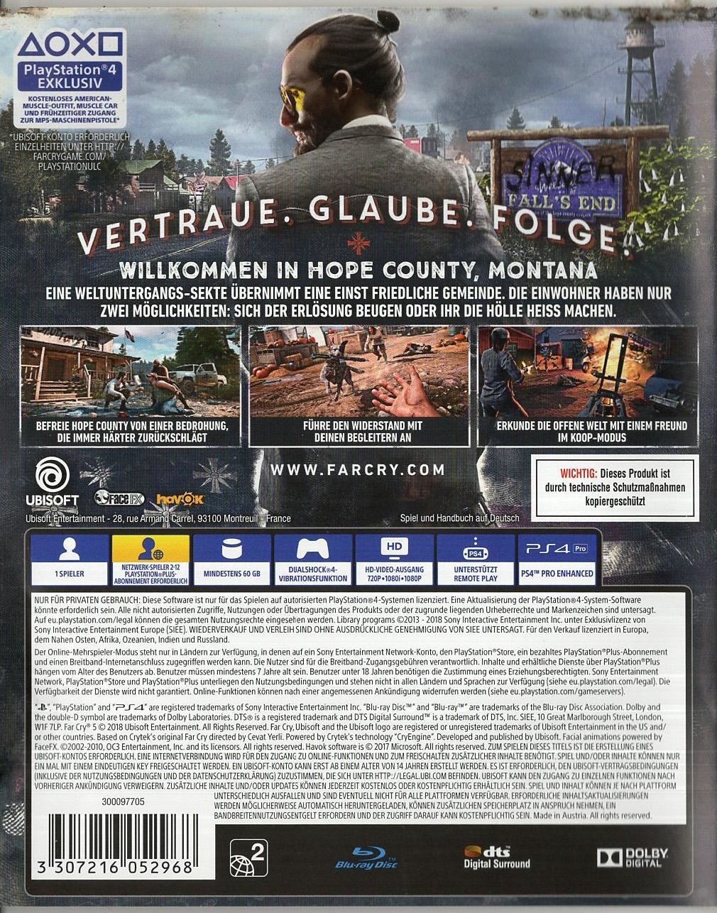 Far Cry 5 - PlayStation 4 Rückseite