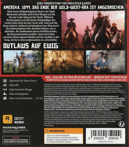 Red Dead Redemption II - Xbox One Rückseite