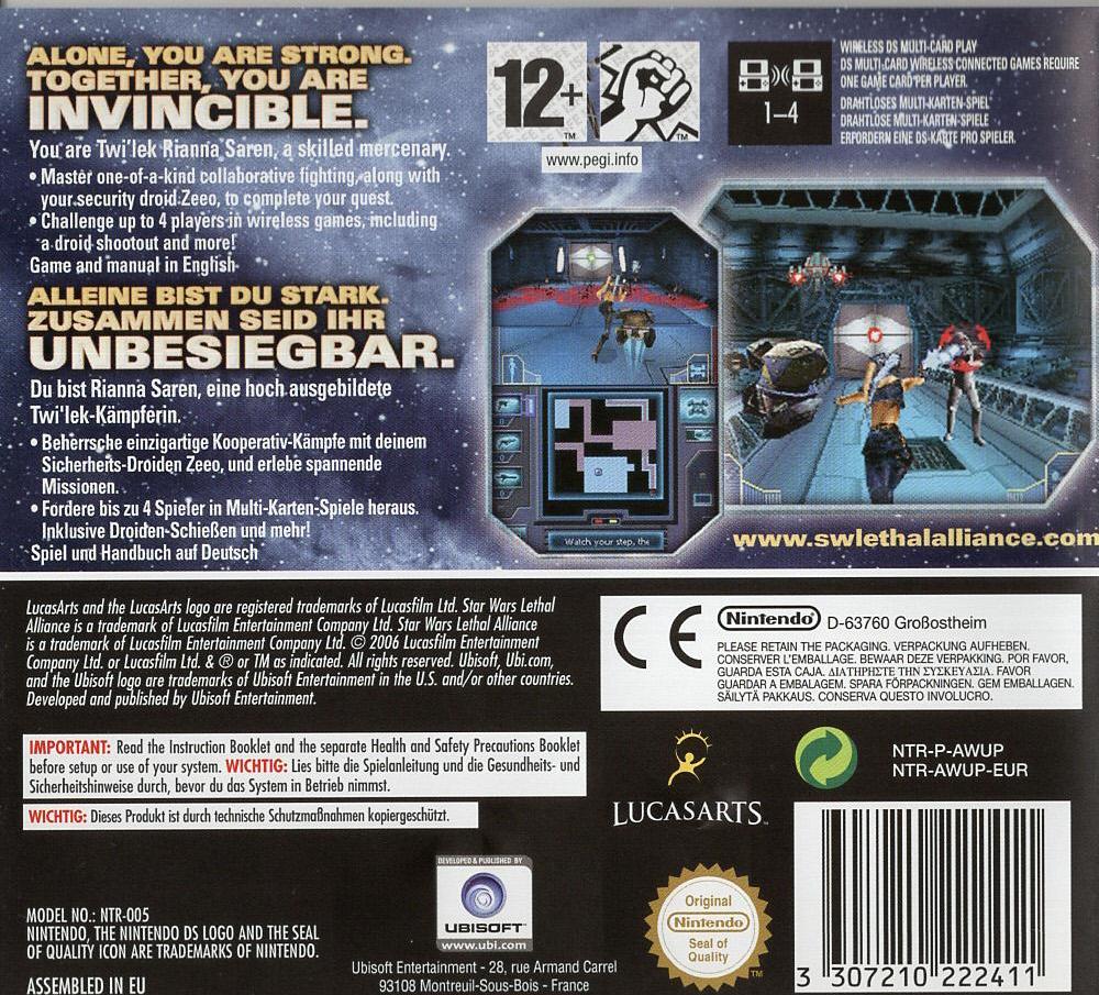 Star Wars: Lethal Alliance - Nintendo DS Rückseite