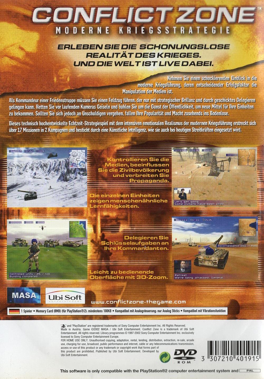 Conflict Zone - PlayStation 2 Rückseite