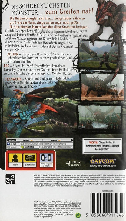 Monster Hunter Freedom - PlayStation Portable Rückseite