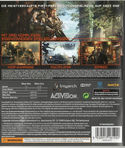 Call of Duty: Black Ops III - Xbox One Rückseite