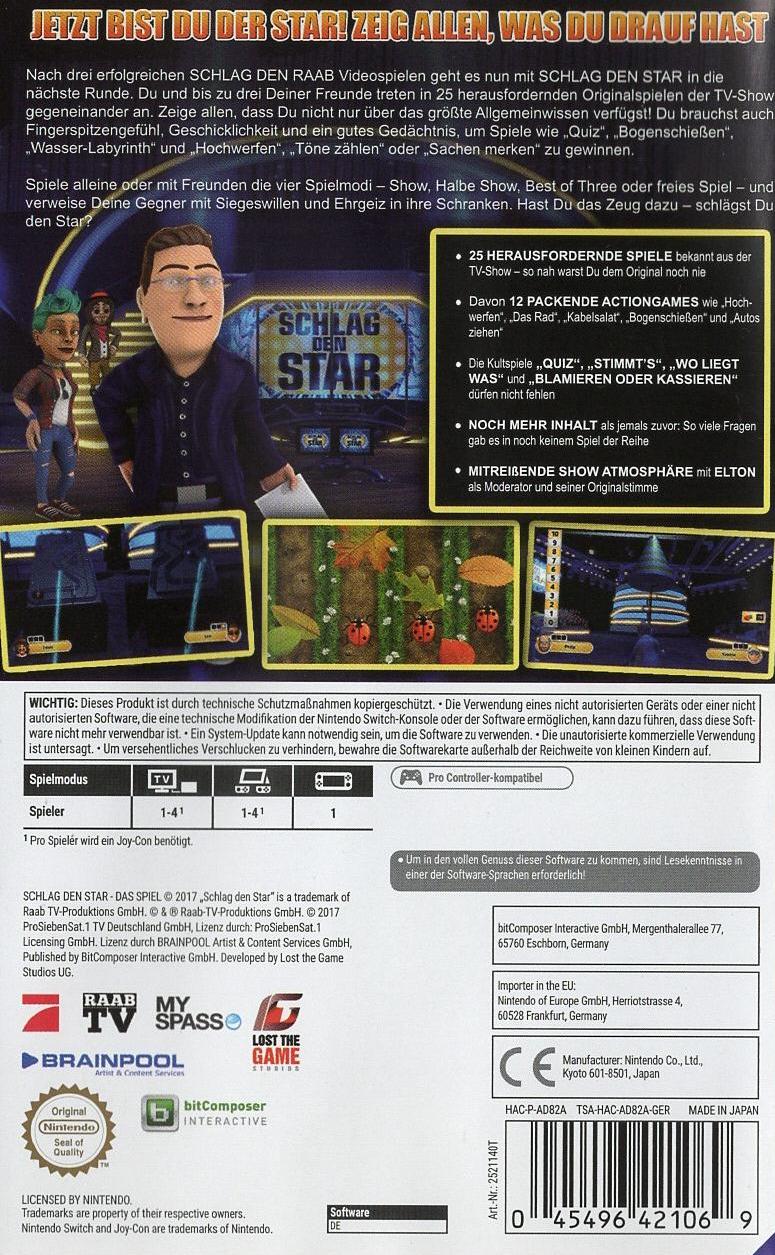 Schlag den Star - Nintendo Switch Rückseite