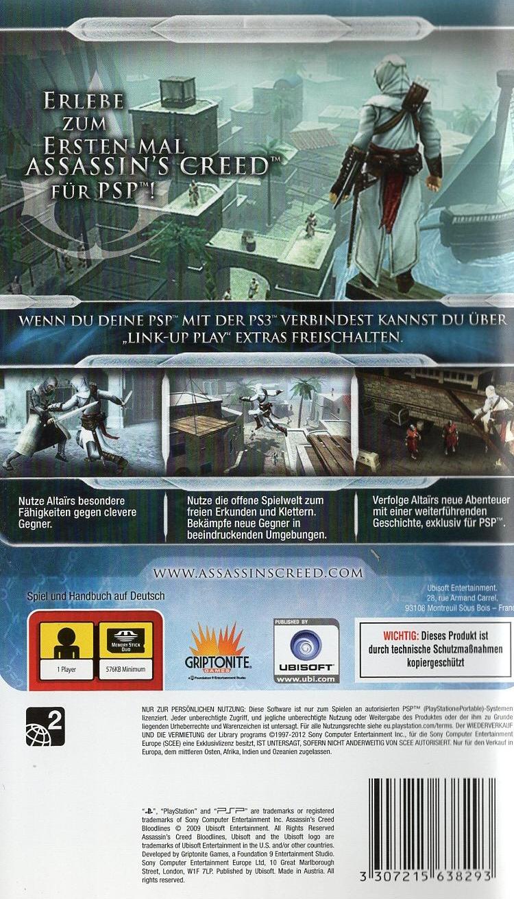Assassin's Creed: Bloodlines - PlayStation Portable Rückseite
