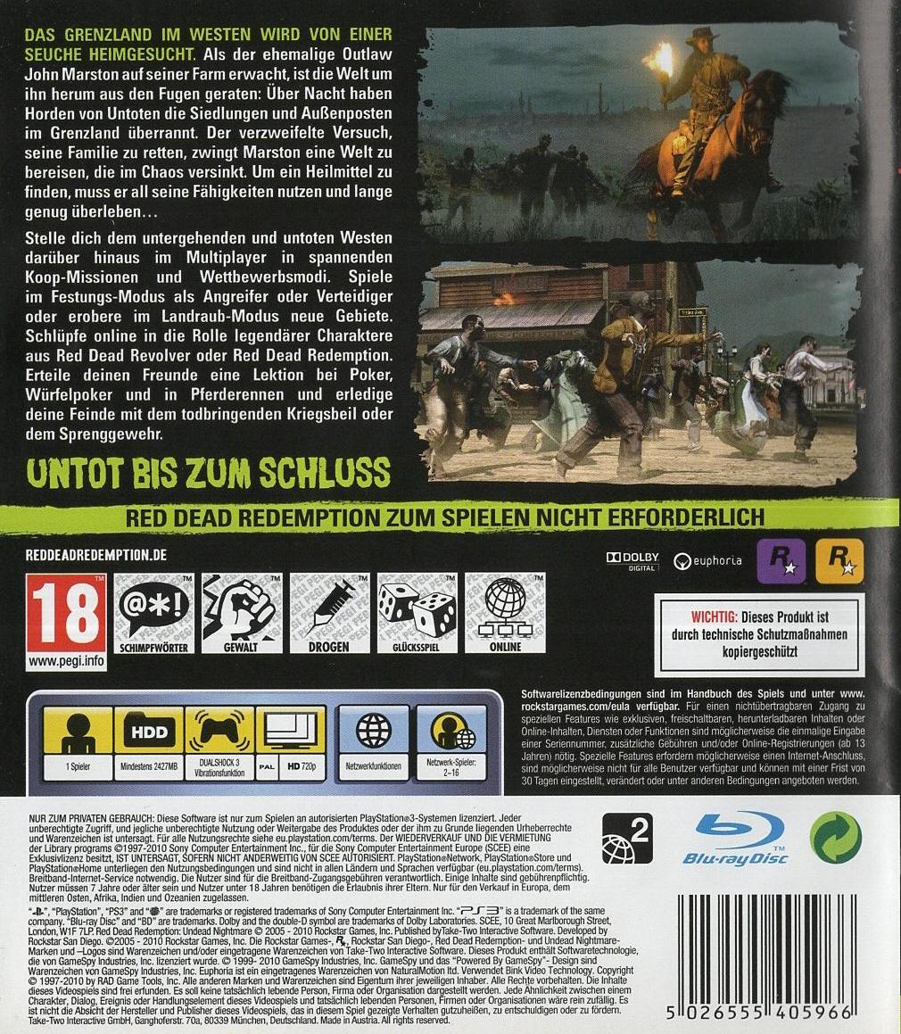 Red Dead Redemption: Undead Nightmare - PlayStation 3 Rückseite