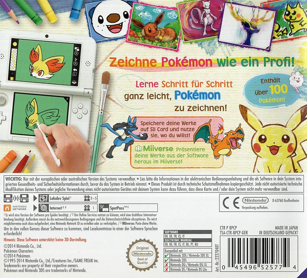 Pokémon Art Academy - Nintendo 3DS Rückseite