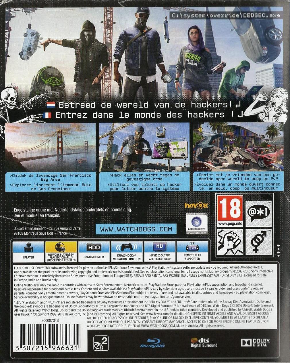 Watch Dogs 2 - PlayStation 4 Rückseite