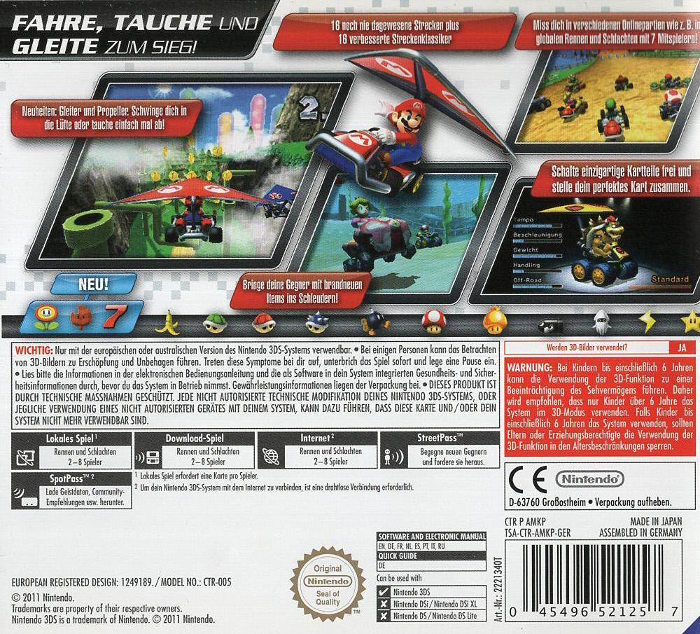 Mario Kart 7 - Nintendo 3DS Rückseite