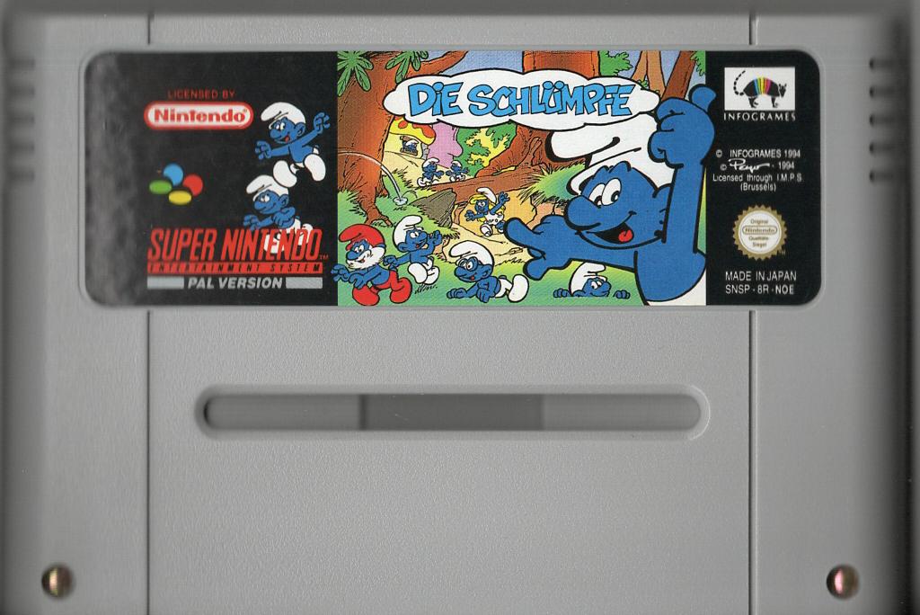 Die Schlümpfe - Super Nintendo - Modul Vorderseite
