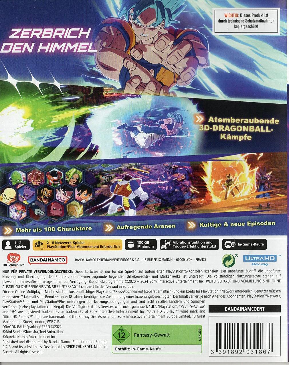 Dragon Ball: Sparking! Zero - PlayStation 5 Rückseite