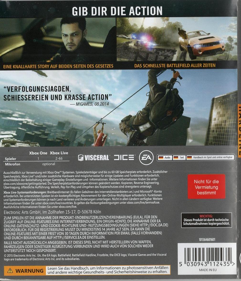 Battlefield Hardline - Xbox One Rückseite