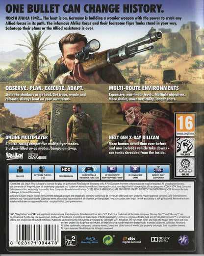 Sniper Elite III - PlayStation 4 Rückseite