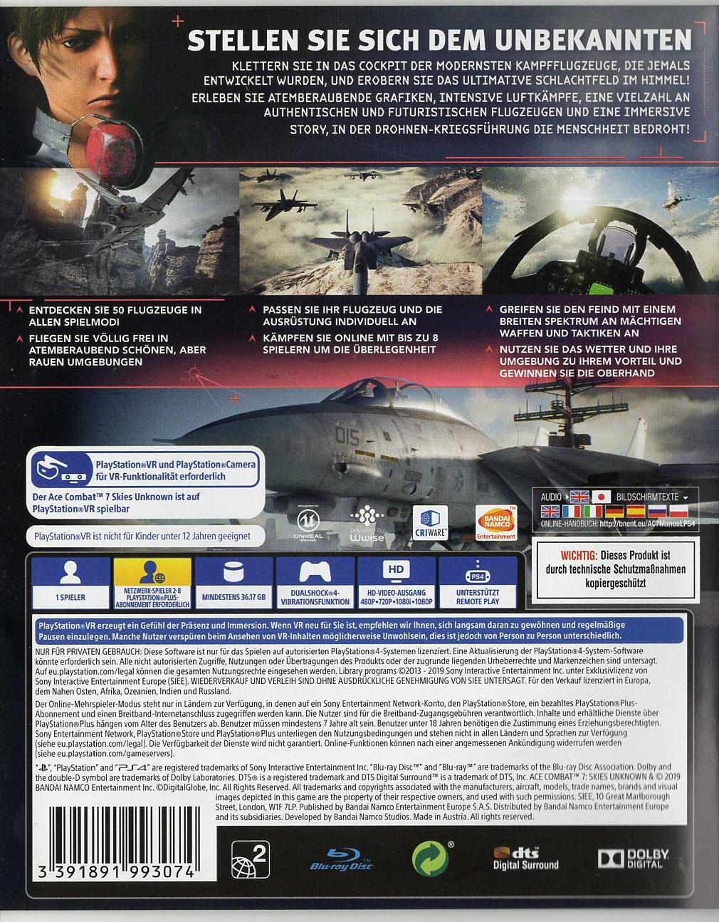 Ace Combat 7: Skies Unknown - PlayStation 4 Rückseite