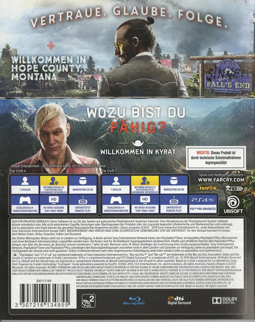 Far Cry 5 + Far Cry 4 Double Pack - PlayStation 4 Rückseite