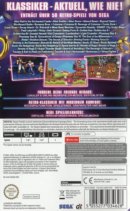 SEGA Mega Drive Classics - Nintendo Switch Rückseite
