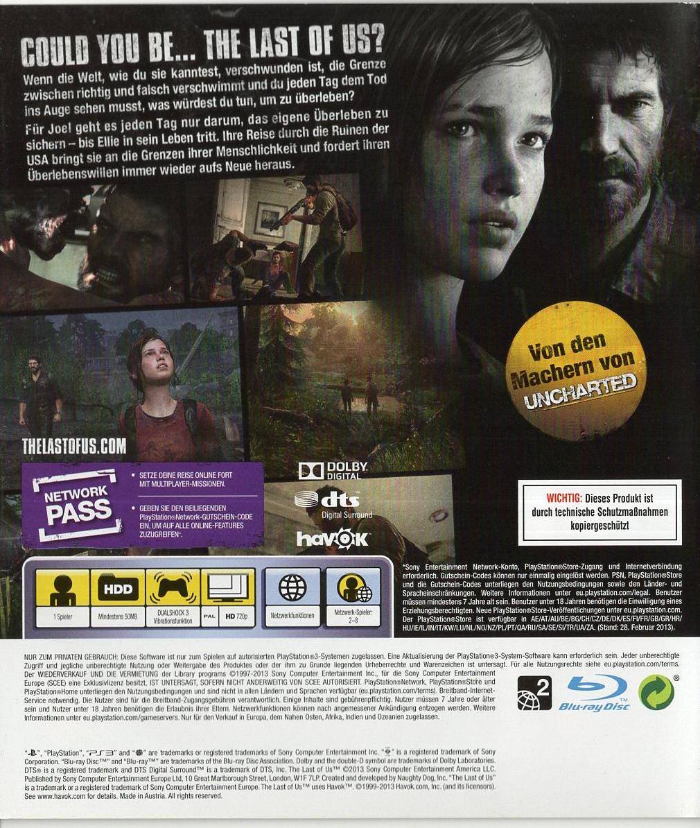 The Last of Us - PlayStation 3 Rückseite