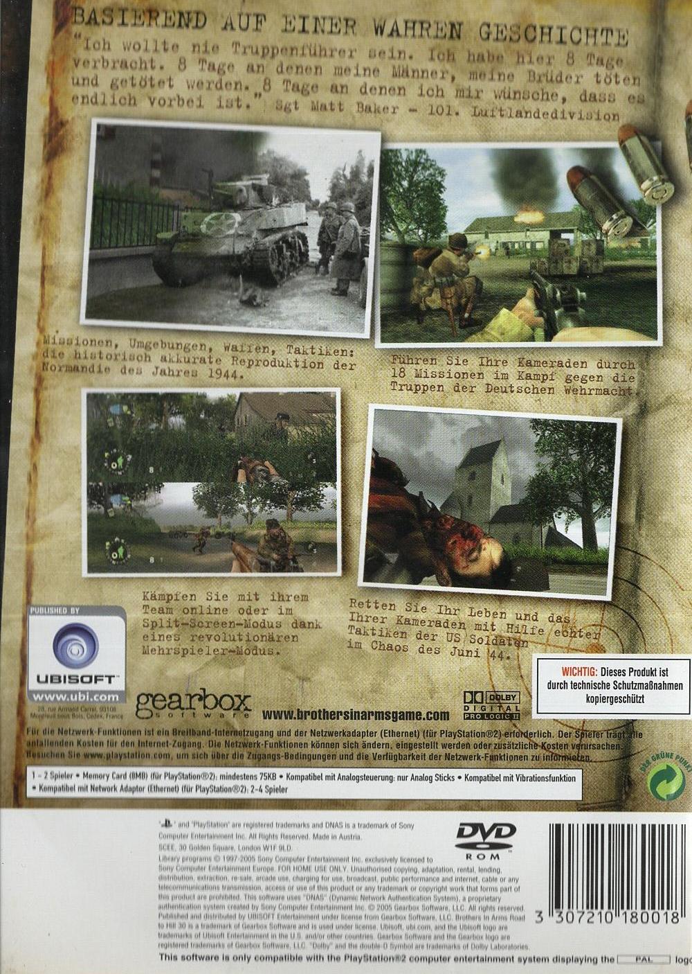 Brothers in Arms: Road to Hill 30 - PlayStation 2 Rückseite