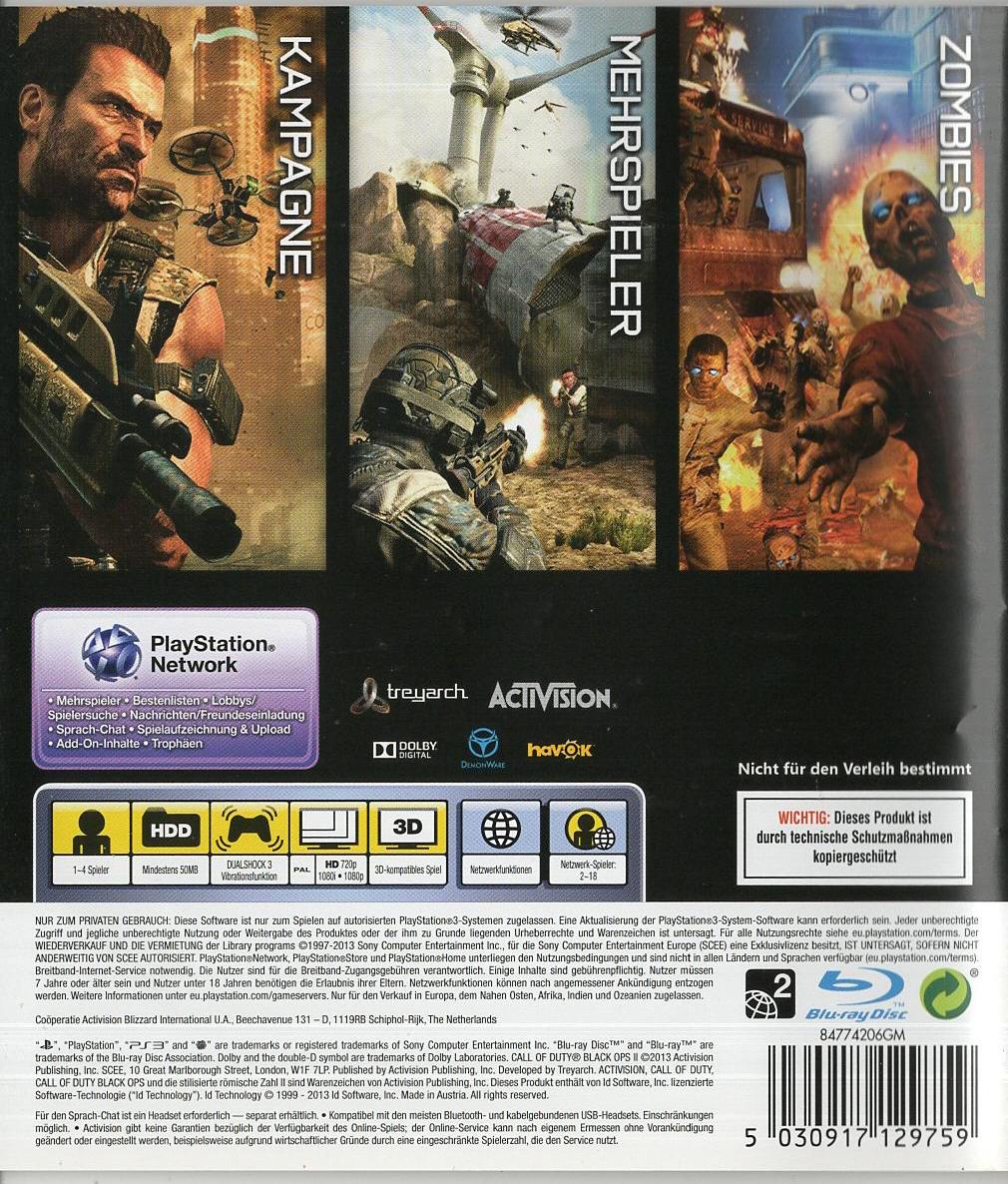 Call of Duty: Black Ops II - PlayStation 3 Rückseite