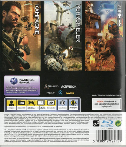 Call of Duty: Black Ops II - PlayStation 3 Rückseite