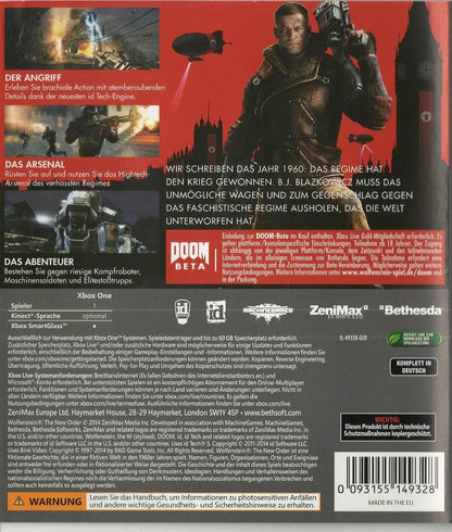 Wolfenstein: The New Order - Xbox One Rückseite