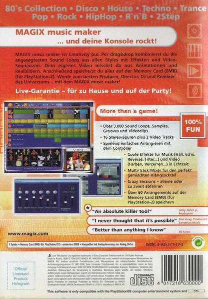 MAGIX music maker - PlayStation 2 Rückseite