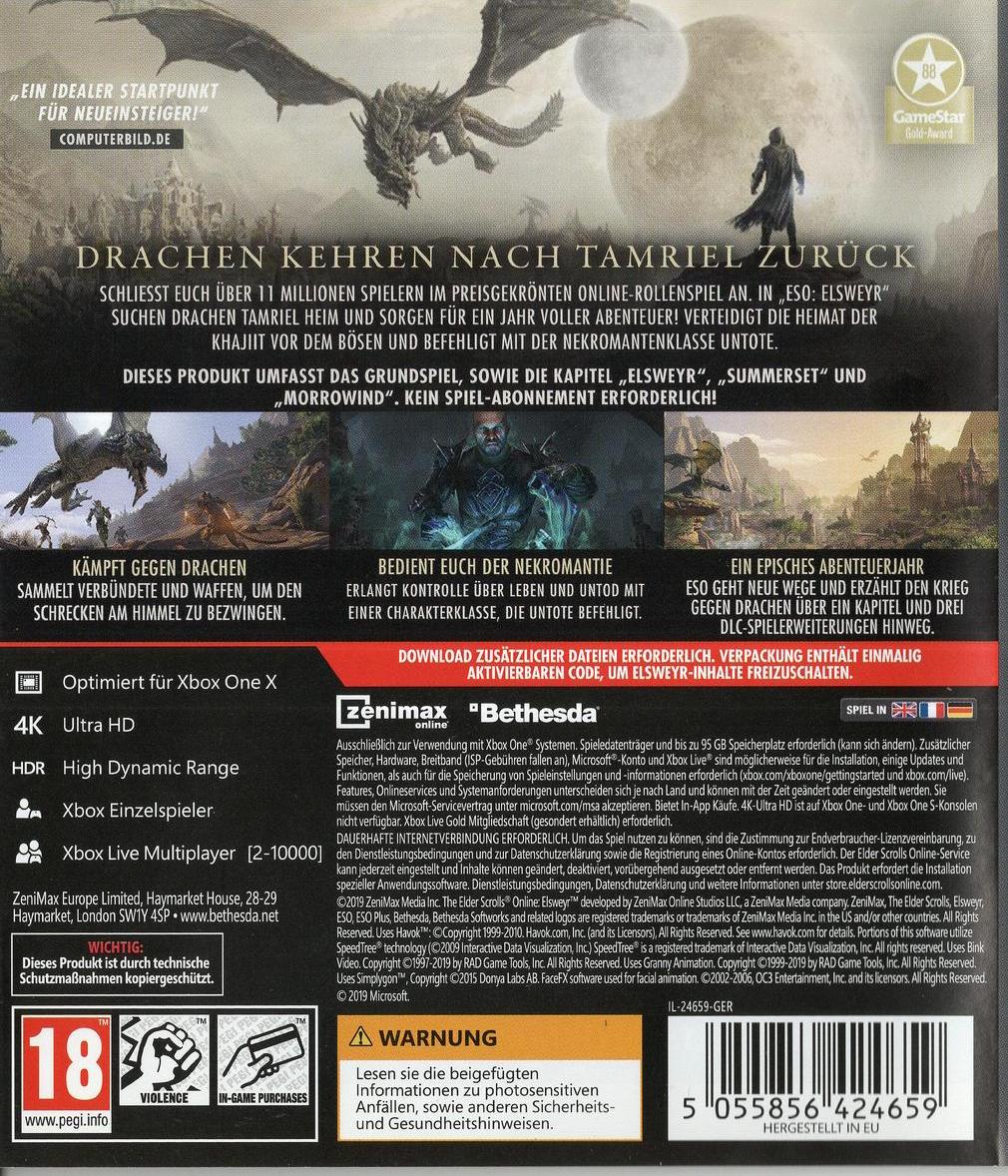 The Elder Scrolls Online: Elsweyr - Xbox One Rückseite