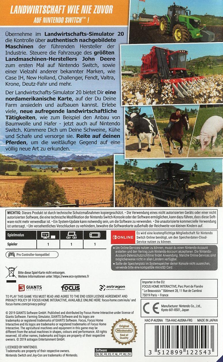 Landwirtschafts-Simulator 20 - Nintendo Switch Rückseite