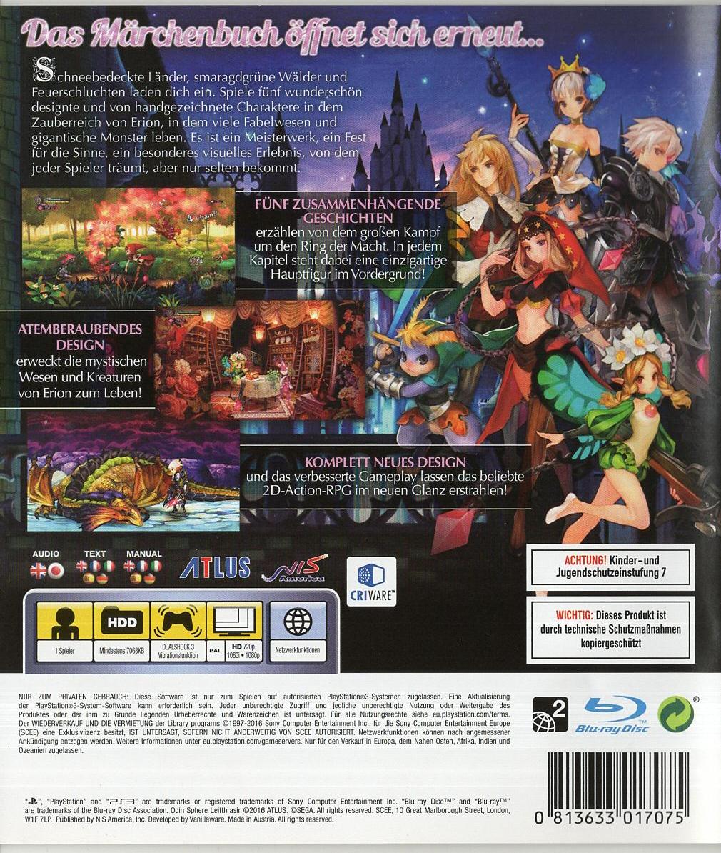 Odin Sphere Leifthrasir - PlayStation 3 Rückseite