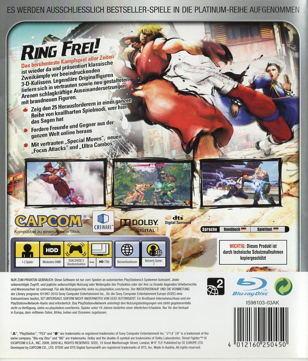 Street Fighter IV - PlayStation 3 Rückseite