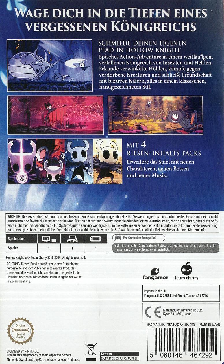 Hollow Knight - Nintendo Switch Rückseite