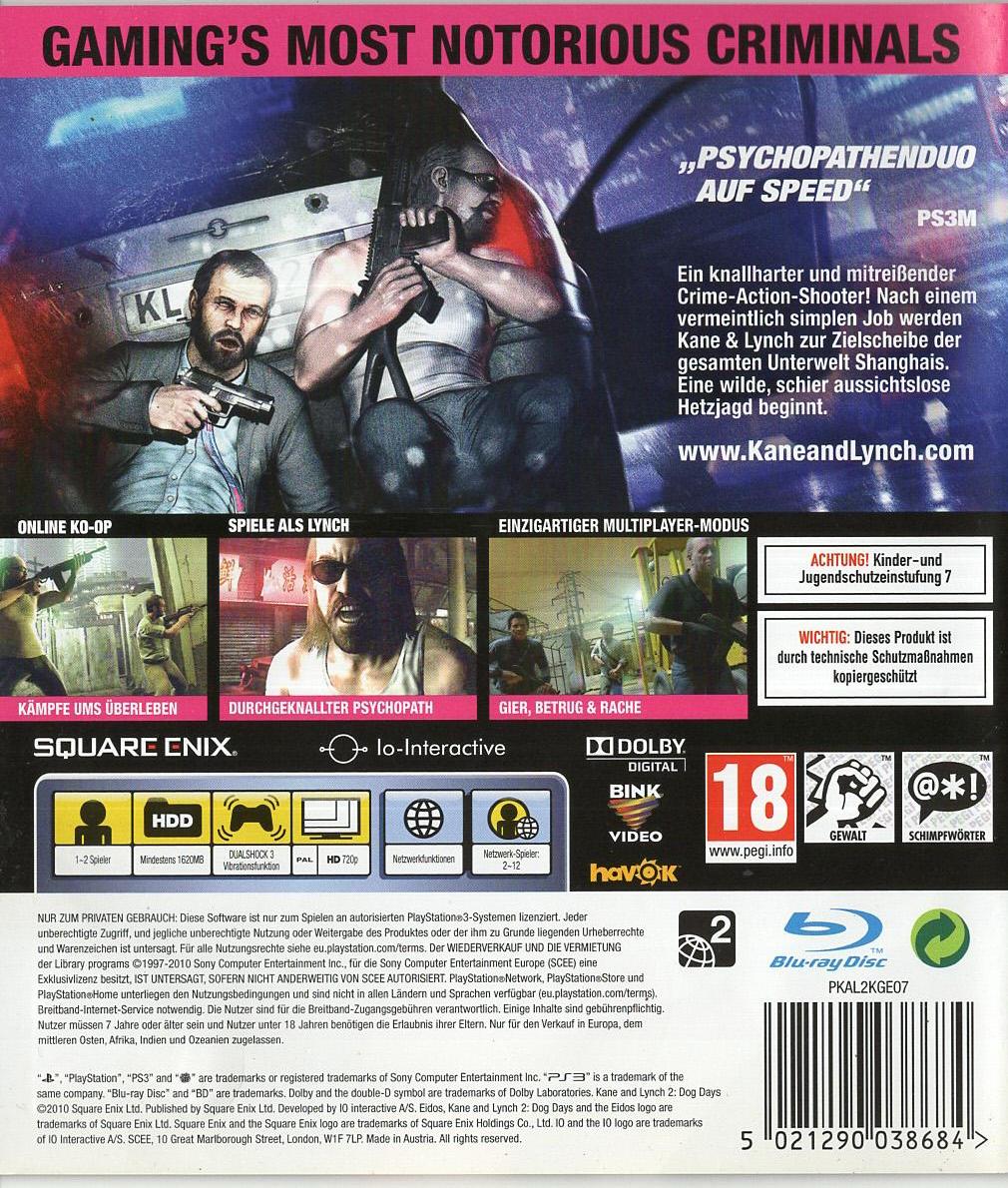 Kane & Lynch 2: Dog Days - PlayStation 3 Rückseite