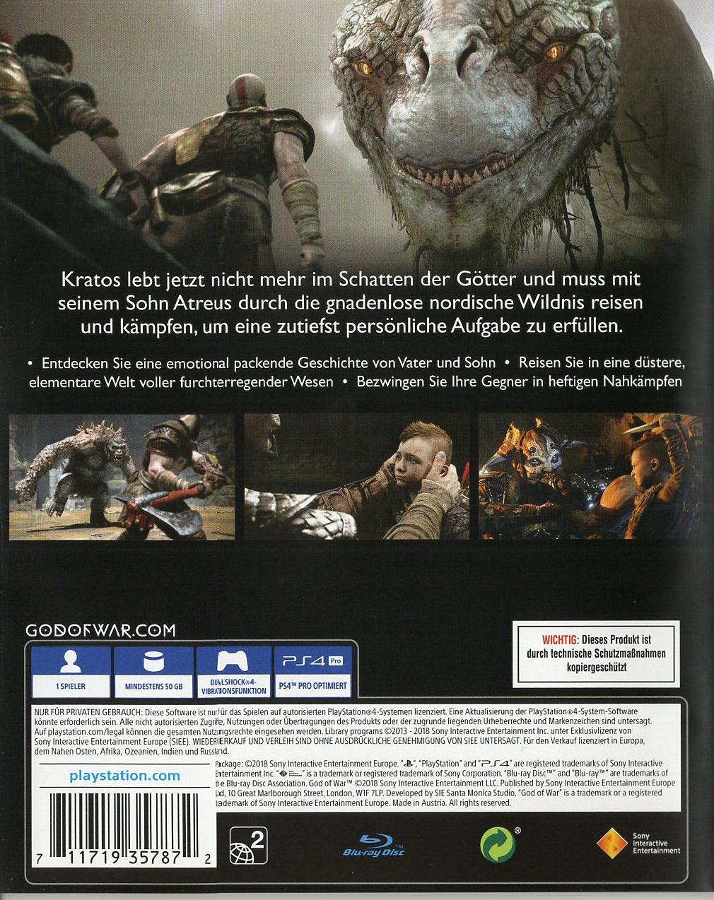 God of War - PlayStation 4 Rückseite