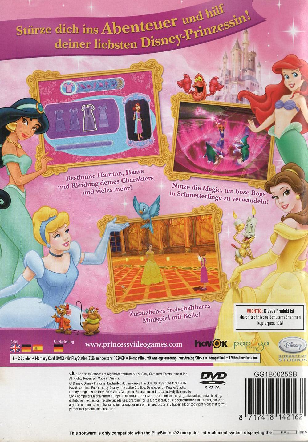 Disney Prinzessinnen Märchenhafte Reise - PlayStation 2 Rückseite