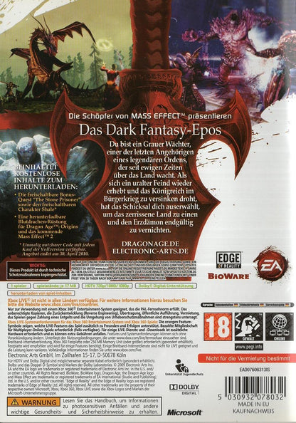 Dragon Age: Origins - Xbox 360 Rückseite