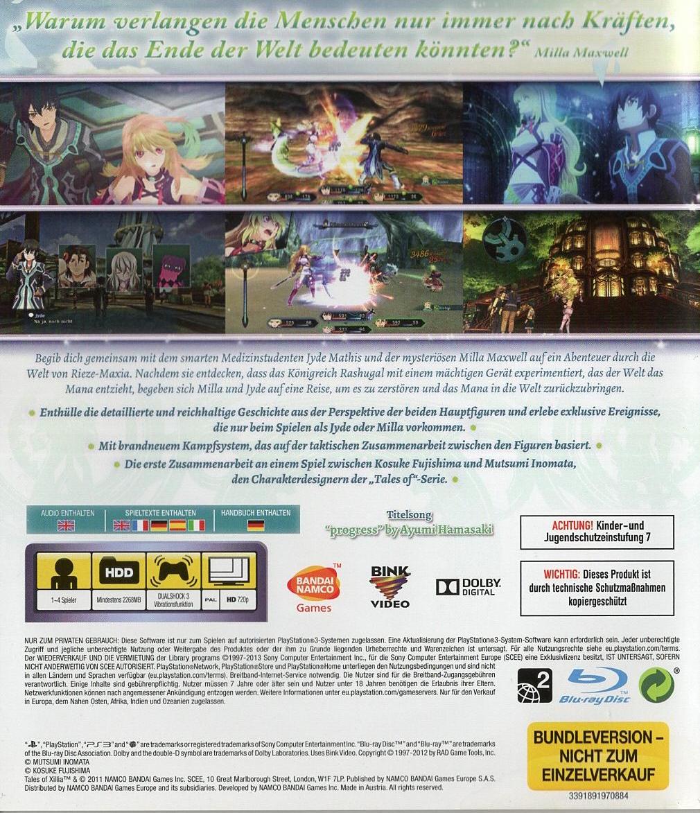 Tales of Xillia - PlayStation 3 Rückseite
