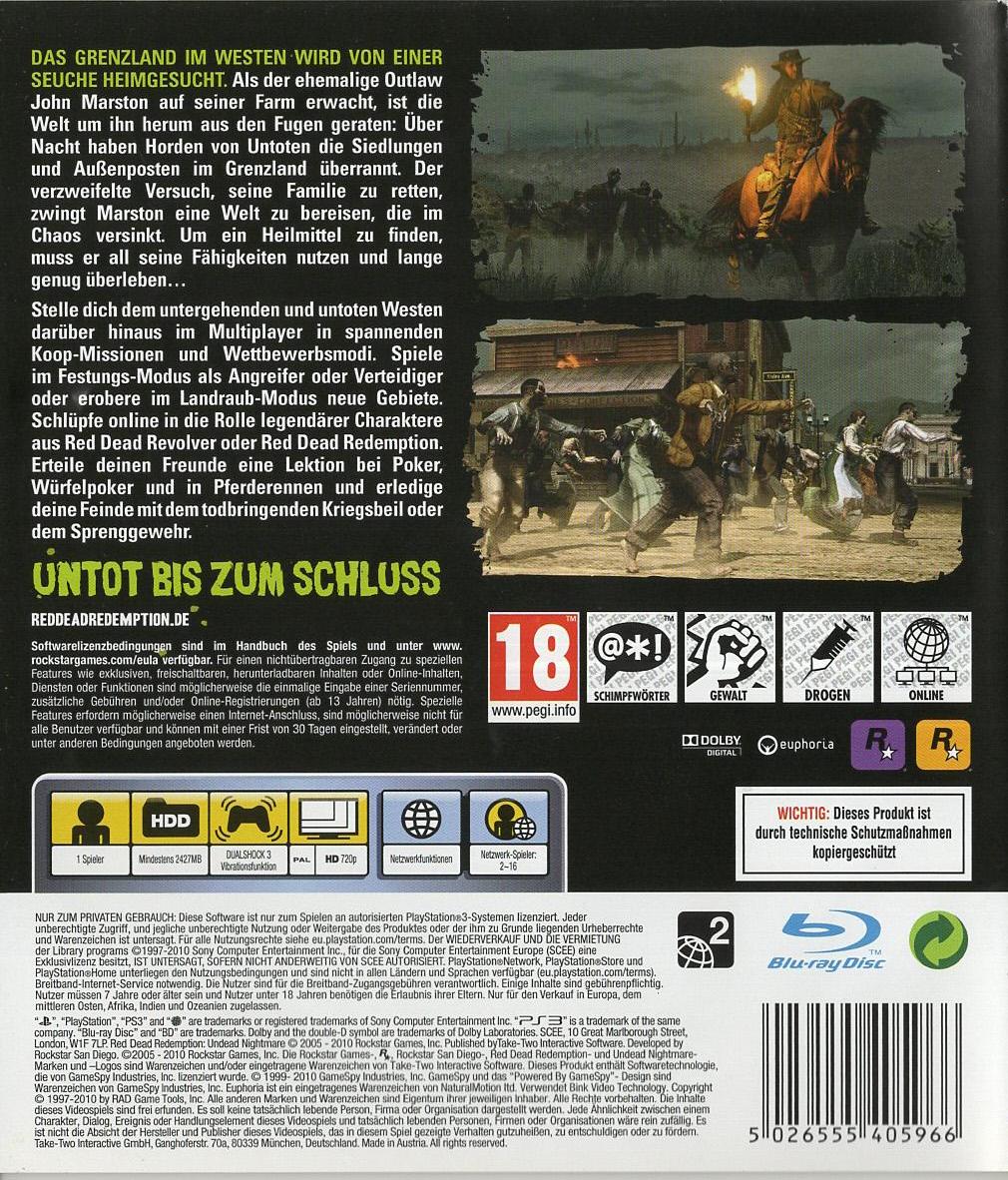 Red Dead Redemption: Undead Nightmare - PlayStation 3 Rückseite