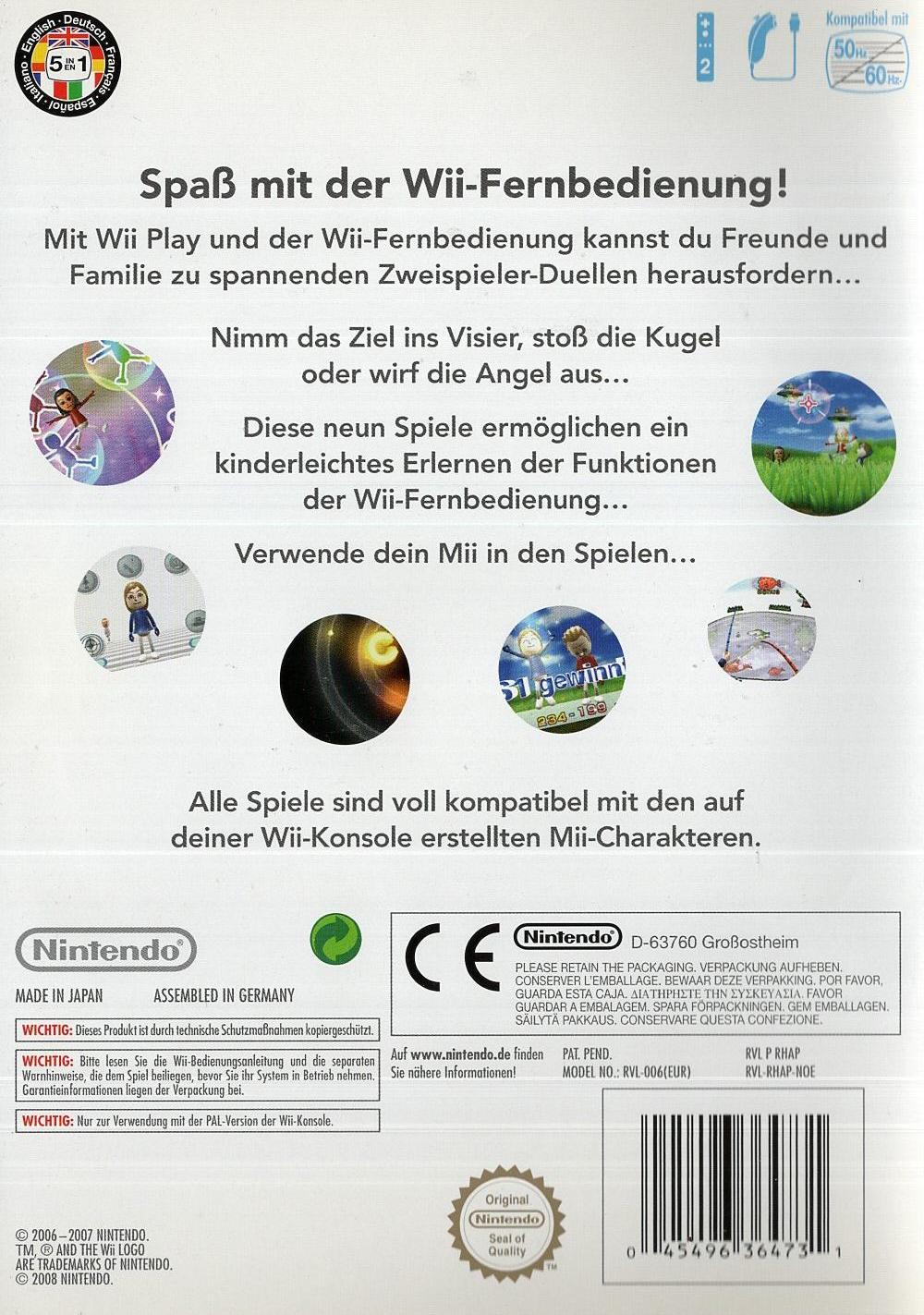 Wii Play - Nintendo Wii Rückseite
