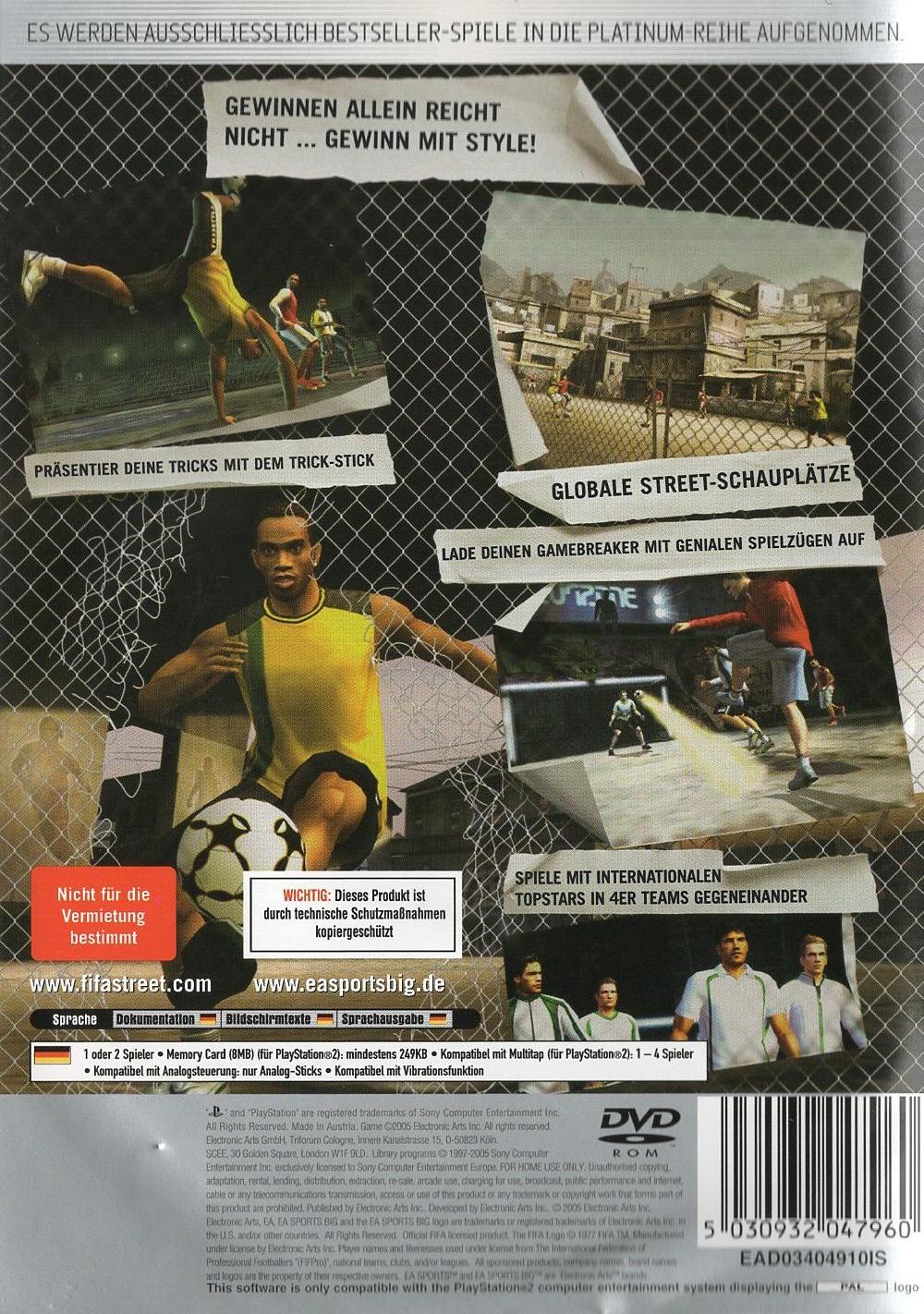 FIFA Street - PlayStation 2 Rückseite