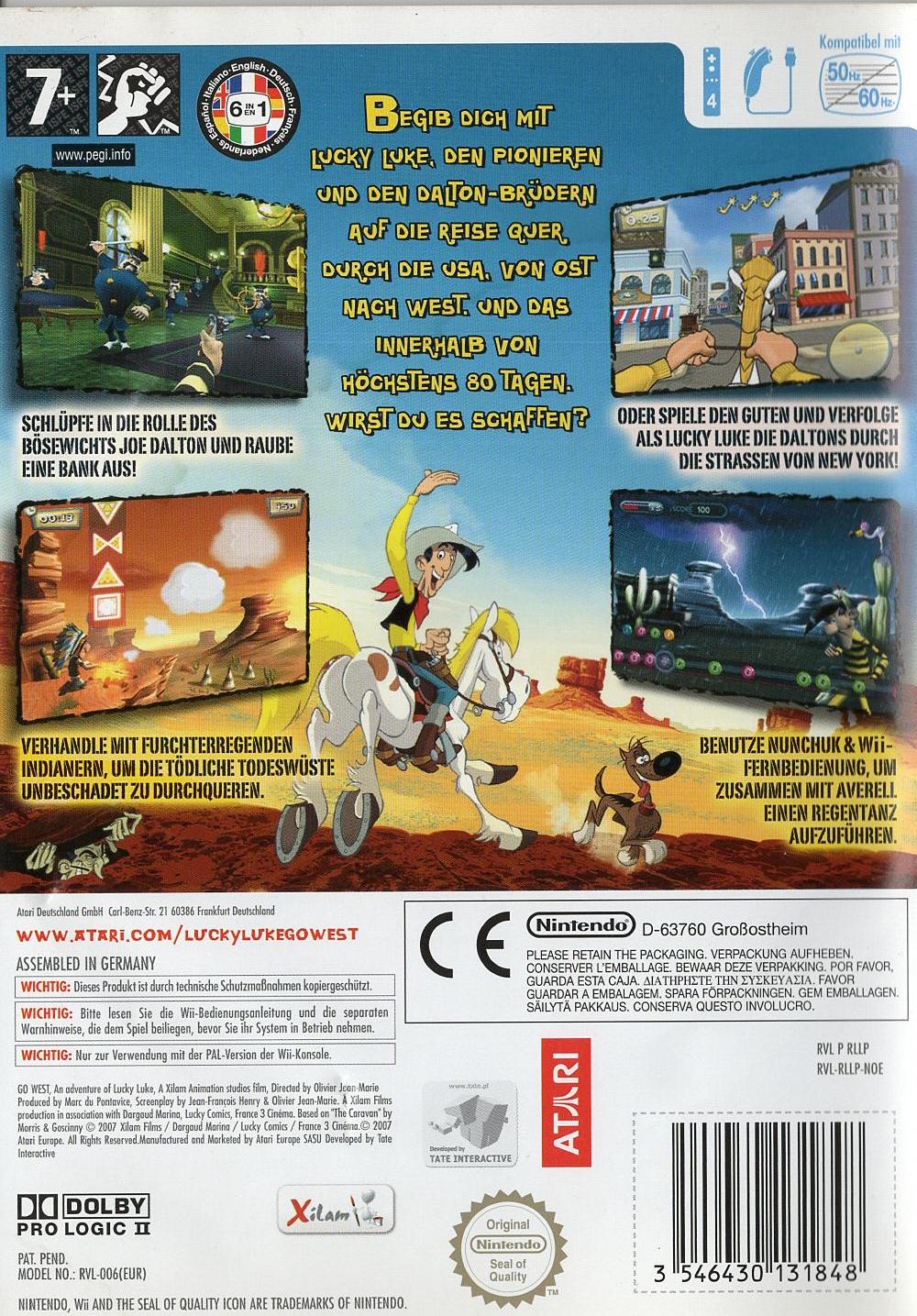 Go West! Ein Abenteuer mit Lucky Luke - Nintendo Wii Rückseite