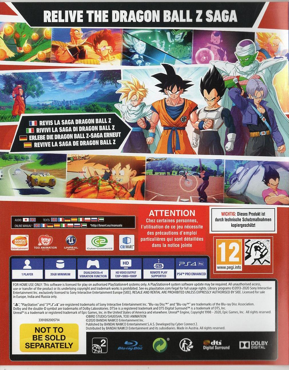 Dragon Ball Z: Kakarot - PlayStation 4 Rückseite