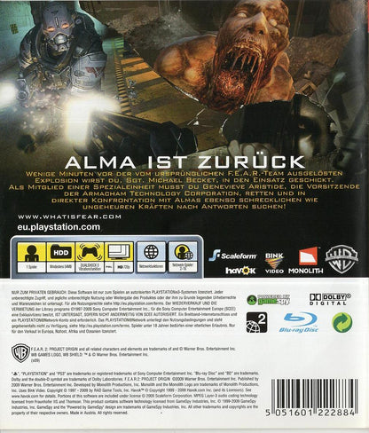F.E.A.R. 2: Project Origin - PlayStation 3 Rückseite