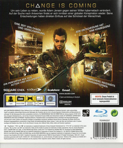 Deus Ex: Human Revolution - PlayStation 3 Rückseite