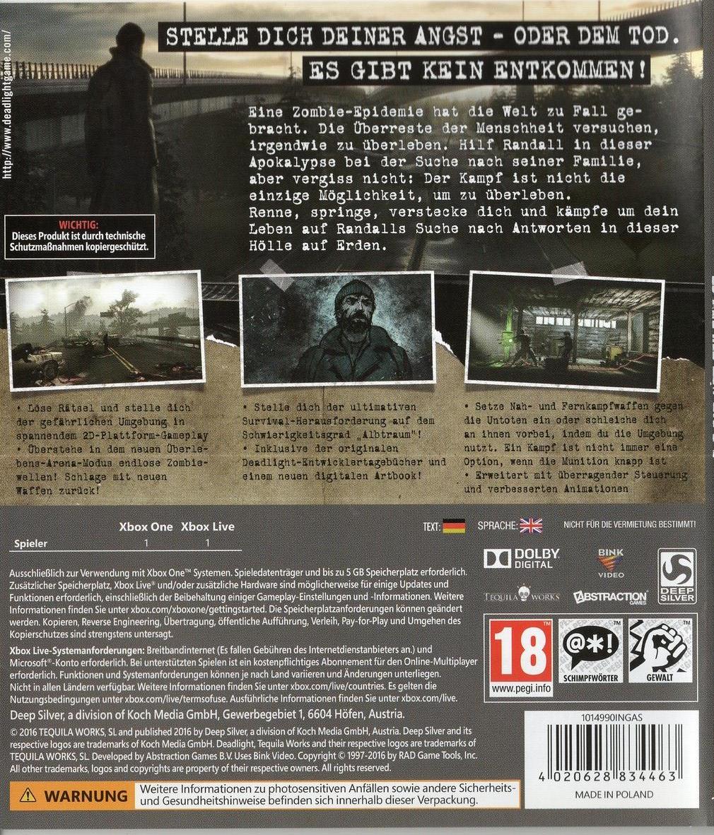 Deadlight Director's Cut - Xbox One Rückseite