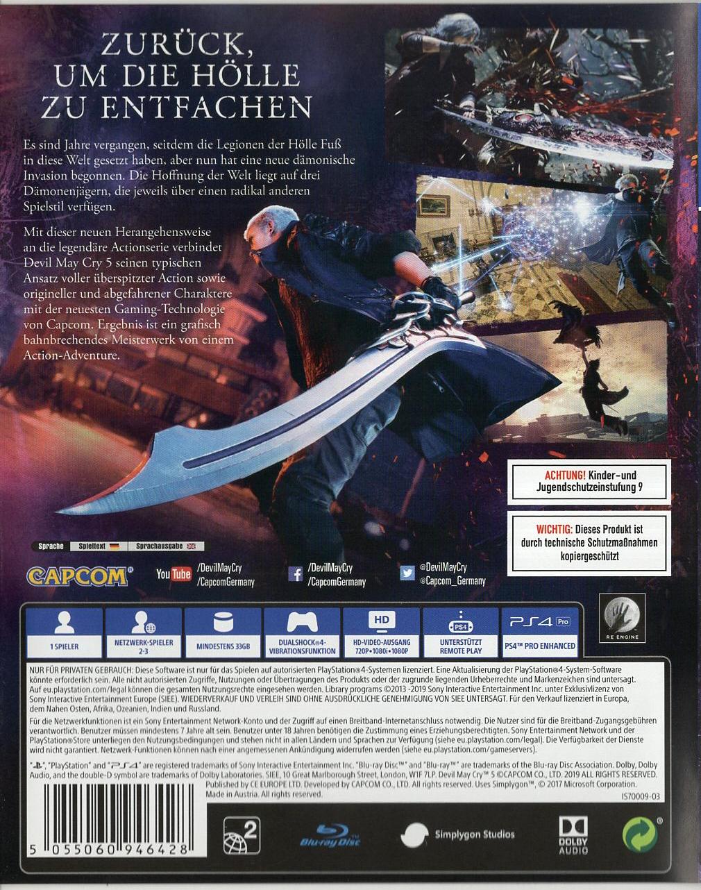 Devil May Cry 5 - PlayStation 4 Rückseite