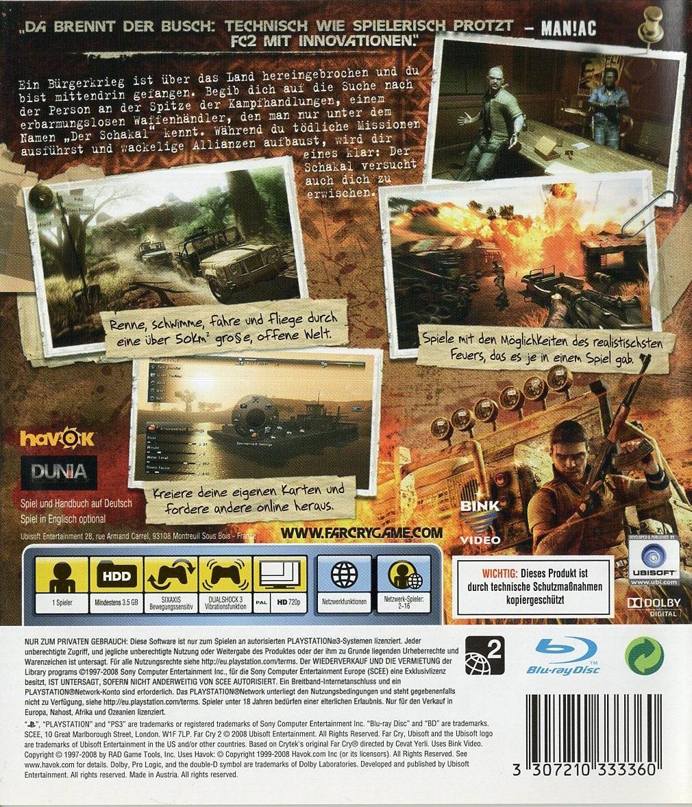 Far Cry 2 - PlayStation 3 Rückseite