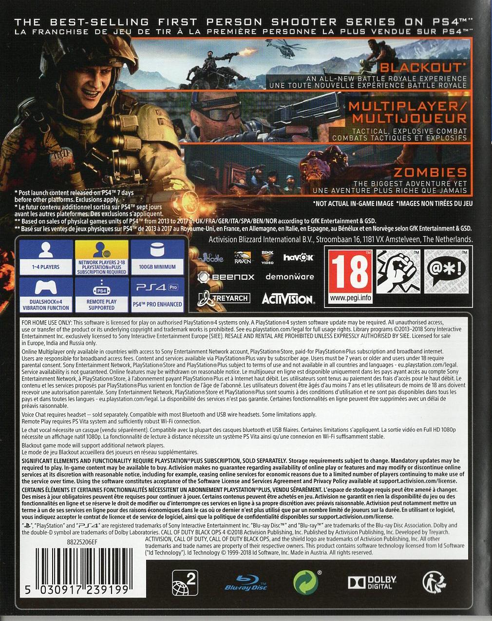 Call of Duty: Black Ops IIII - PlayStation 4 Rückseite