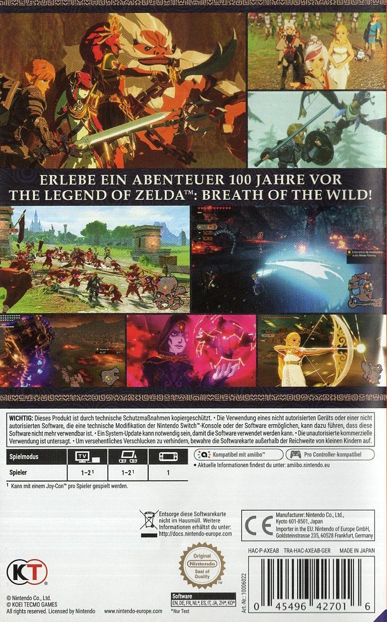 Hyrule Warriors: Zeit der Verheerung - Nintendo Switch Rückseite