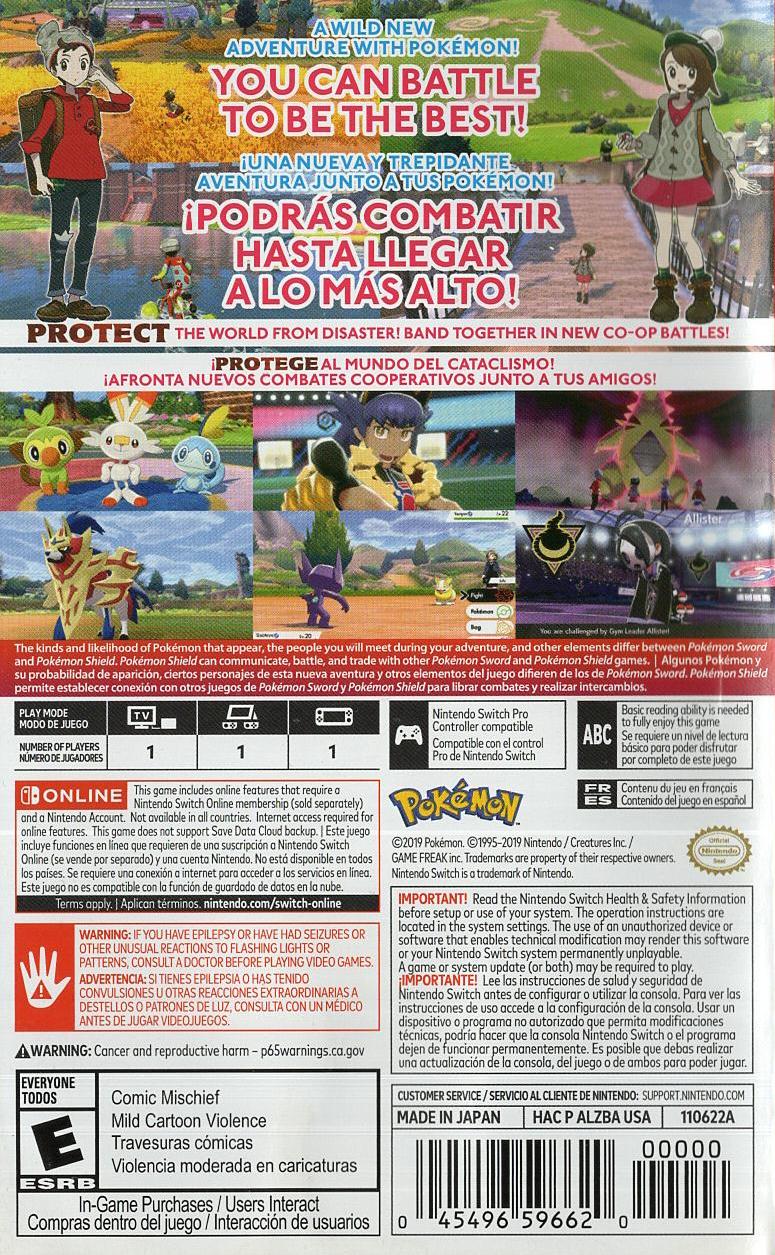 Pokémon Shield - Nintendo Switch Rückseite