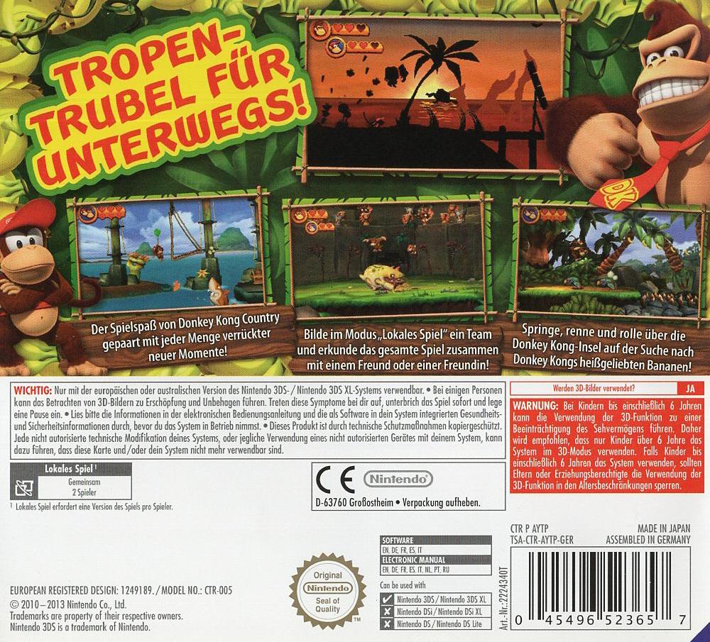 Donkey Kong Country Returns 3D - Nintendo 3DS Rückseite
